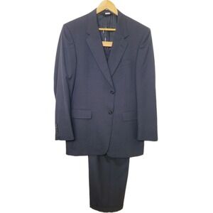 Hart Schaffner‎ Marx 41R Men's 2 Piece Suit Blue Check Jacket Pants 32x29